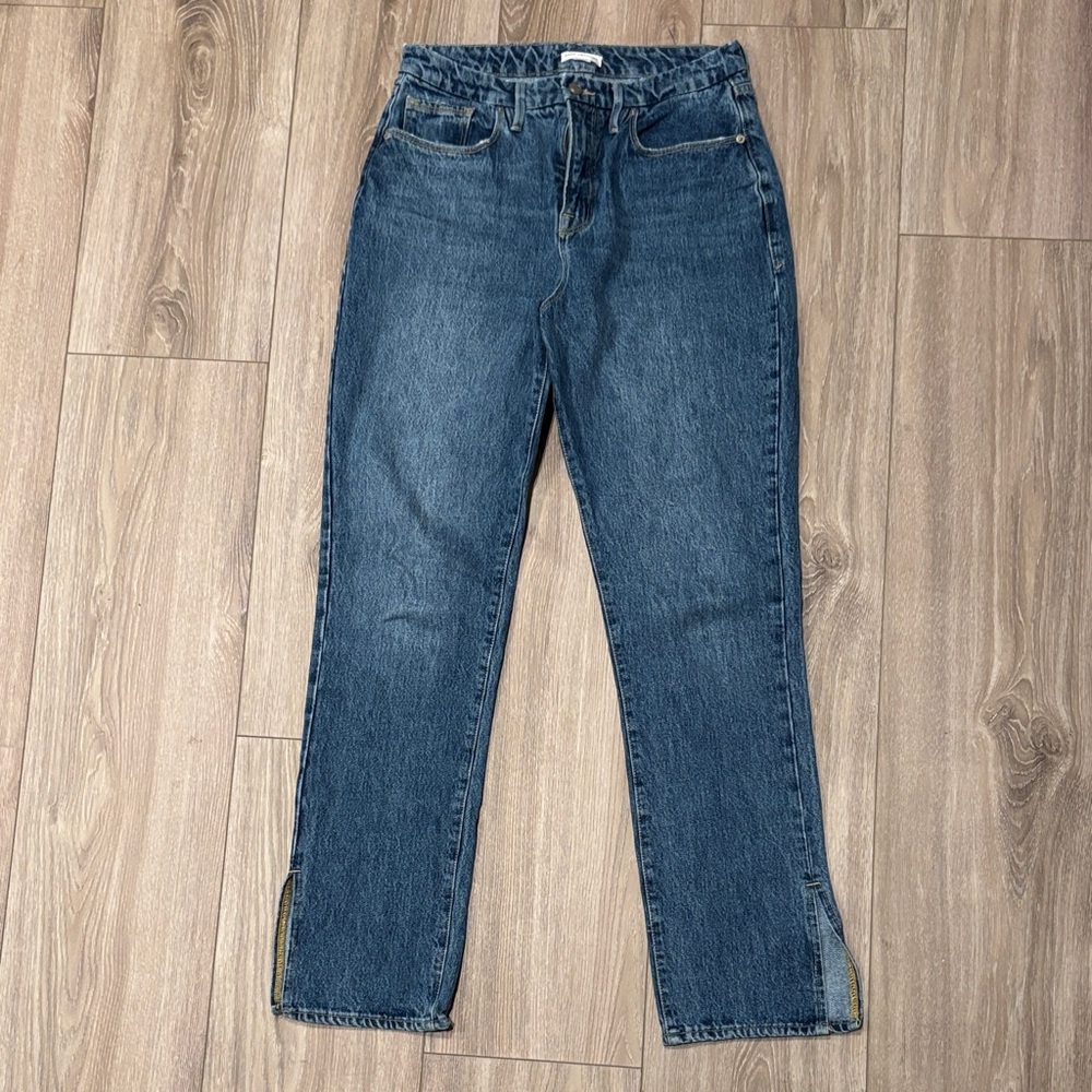 Good American Straight Leg Blue Jeans